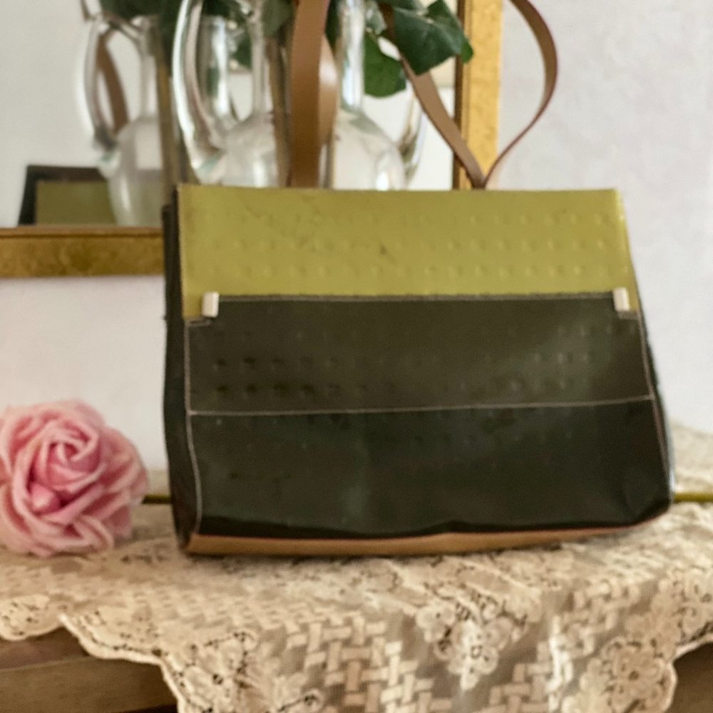 Vintage Arcadia Green Tri-Color Women's Business Bag